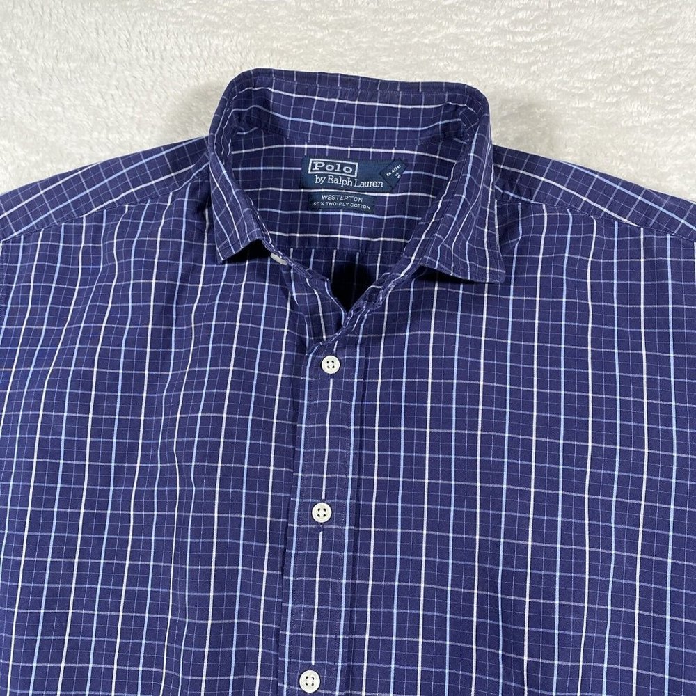 Vintage Polo Ralph Lauren Button Down Up Shirt Striped‎ Check Westerton Mens L